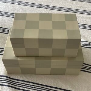 Studio McGee Checkerboard Decorative Boxes in Cream